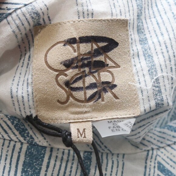 Chaser Beachy Striped Linen Blend Button Down Camisole Tank Top - Picture 9 of 12